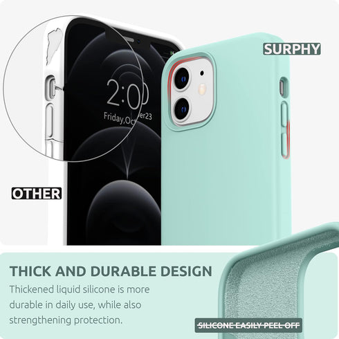 SURPHY Silicone Case Compatible with iPhone 12 Mini Case 5.4 inches, Liquid Silicone Phone Case (with Microfiber Lining) Designed for iPhone 12 Mi...