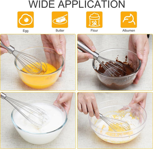 HOTEC 4 Pieces Stainless Steel Whisks Set Wire Whisk Balloon Whisk Egg Beater Kitchen Utensils for Stirring, Beating, Blending...