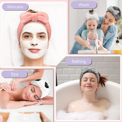 Crosize 7 Pack Face Wash Headband and Wristband Set for Women, Cute Spa Skin Care Headband for Washing Face, Terry Cloth Facia Headband and Wrist ...