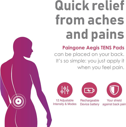 Paingone Aegis Replacement Gel Pads, 4 Count - Adhesive Electrode Pads for Lower Back Pain Relief - Made Exclusively for Use with The Paingone Aeg...