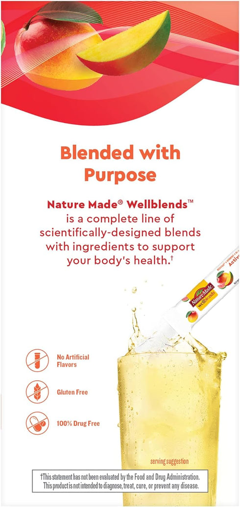 Nature Made Wellblends Active Immune Defense Fizzy Drink Mix, ResistAid, Vitamin C 500mg, Vitamin D 1000 IU, Zinc, and Electrolytes Powder, 14 Sti...
