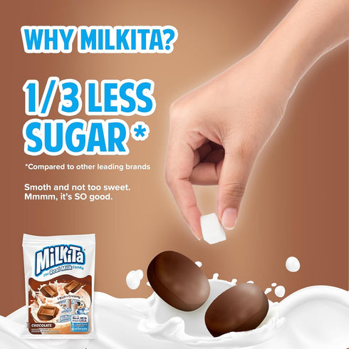 Milkita Creamy Shake Candy Bag, Gluten Free Chewy Candies with Calcium & Real Milk, Zero Trans Fat, Low-Sugar, Chocolate Flavor, 25 Pcs...