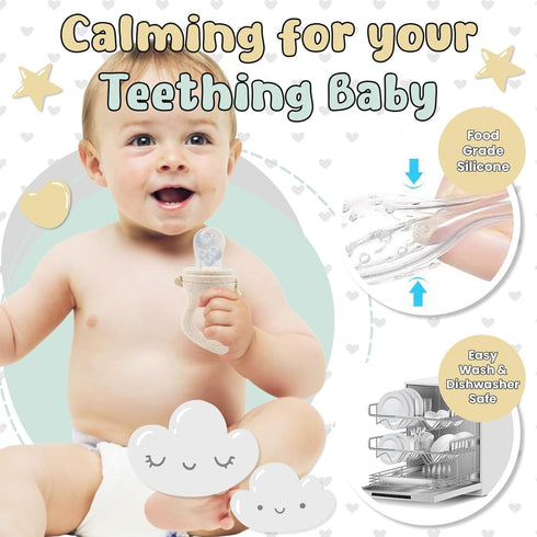 Avee & Co Silicone Teething Pacifier and Fresh Fruit Feeder, Baby Pacifier for Teething, Toddler Teething Toy (Beige)...