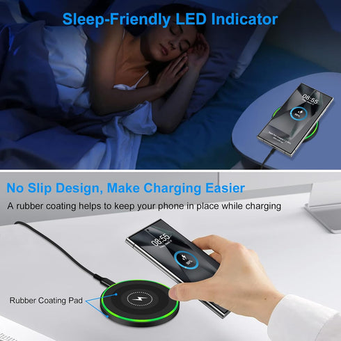 S24 Ultra Samsung Wireless Charger Fast Charging Pad Android Phone Cargador Inalámbrico for Samsung Galaxy S24 S23 FE S22 S21 S20 Z Fold Flip 5 4,...