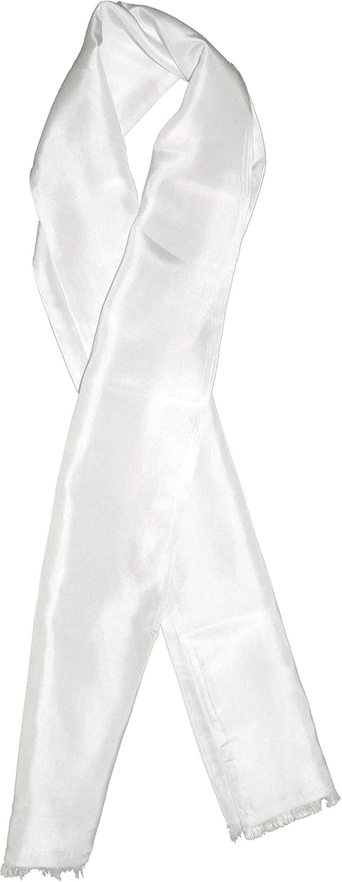 Dashing White Silk Aviator Scarf Pure 100% Silk – 8” x 60”...