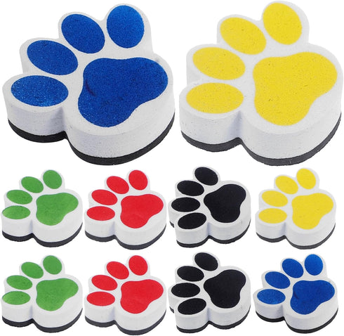 Tofficu Magnetic White Board Erasers, 10pcs Paw Print Dry Erase Eraser Chalkboard Cleaner Cartoon Whiteboard Erasers Classroom Teacher Supplies fo...