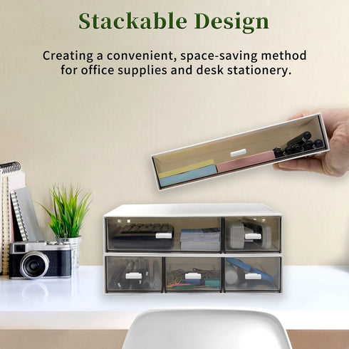 Desk Organizer Drawers-Stackable Desk Drawer Organizer, Plastic Storage Drawers Desktop Storage Great for Office Organization School Home - 3 Draw...