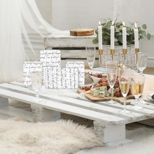 Whaline 100 Sheet Letter Gift Black White Tissue Paper Love Romantic Words Gift Packing Tissue Paper DIY Art Craft Paper for Wedding Birthday Part...