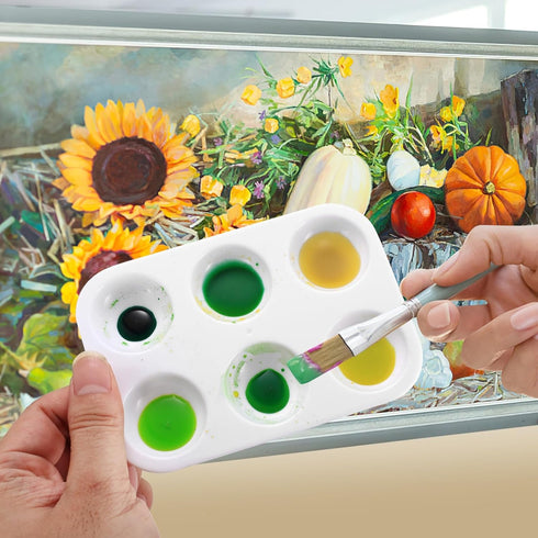 10 Pcs Plastic Paint Tray Palettes, Paint Tray Palettes for Painting Tray, Rectangular White Paint Palette Tray,Watercolor Oil Paints Acrylic Pale...