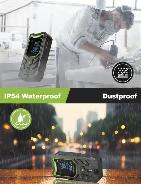 Laser Measure, 165ft Laser Distance Meter with Bubble Levels and Black LCD Display for Pythagorean Mode, Measuring Distance, Area, Volume...