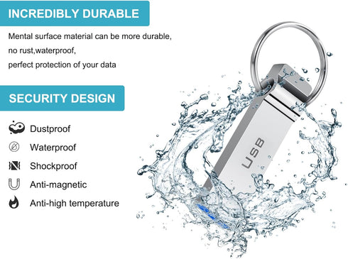 USB Flash Drive 230GB Waterproof USB Stick High Speed Memory Stick 230GB Ultra Large Storage Metal Thumb Drive with Keychain Design for Laptop Com...