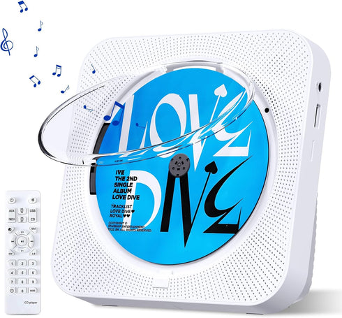 CD Player with Speakers Bluetooth Desktop CD Players for Home Kpop Music CD Player with LED Screen FM Radio Remote Control Timer Support AUX USB T...