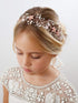 SWEETV Flower Girl Headband for Wedding, Baby's Breath Hair Piece, Rose Gold Headpiece for Birthday Party, Photography...