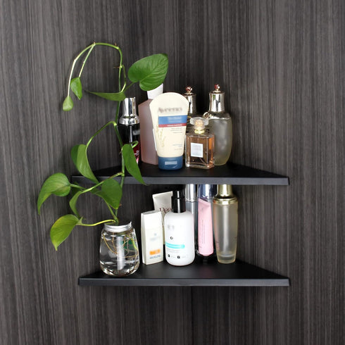 evron Corner Mounting Shelf,Easy to Install Wall Corner Shelf,Frosting Pattern Right-Angled,Set of 2...