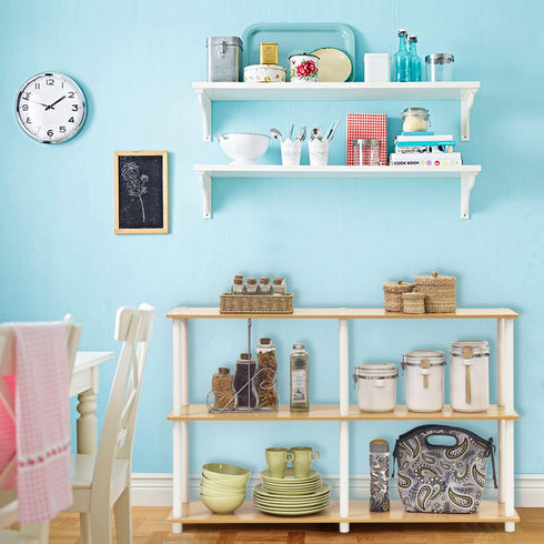 Furinno 99130BE/WH 3-Tier Double Size Storage Display Rack, Beech/White...