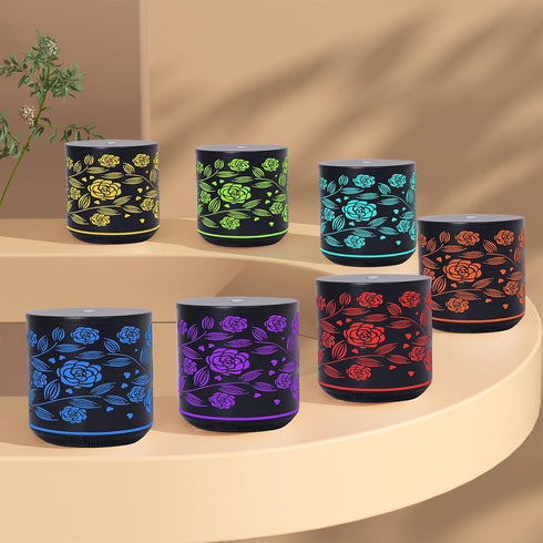 Iron Rose Essential Oil Diffuser, Aromatherapy Diffuser, Ultrasonic Cool Mist Humidifiers Aromatherapy Diffuser 7-Colors Night Light 3in1 with Aut...
