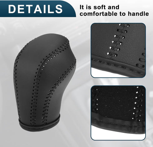 Gear Shift Knob Cover for Buick Lacrosse 09-12 with Black Stitches Durable | Interior Transmission Shifter Boot Lever Cover Black Faux Leather 1 P...