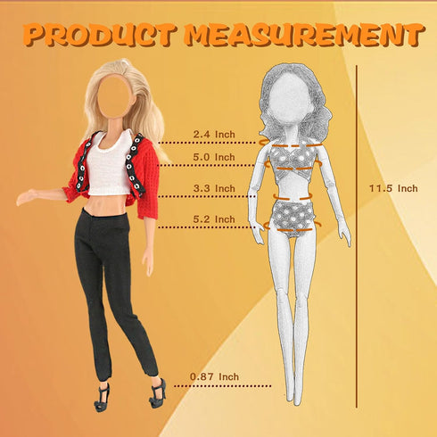 16 PCS Clothes and Accessories for 11.5 inch Doll Including 6 Casual Wear Outfits ( 4 Tops 4 Pants and 2 Dress 1 Coat ) and 10 Pair of Stylish Sho...