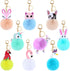WILLBOND 9 Pieces Animal Pom Pom Keychain Cute Faux Fur Key Ring for Women Girls Bag Accessories...