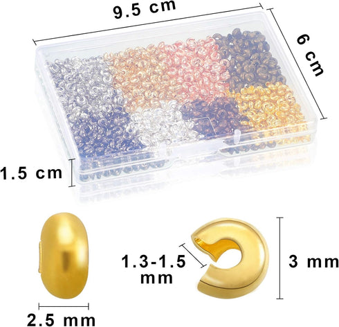 Hicarer 800 Pieces Crimp Bead Covers 3mm Multicolor Half Round Open Crimp Beads Covers for DIY Jewelry Makings Jump Rings...