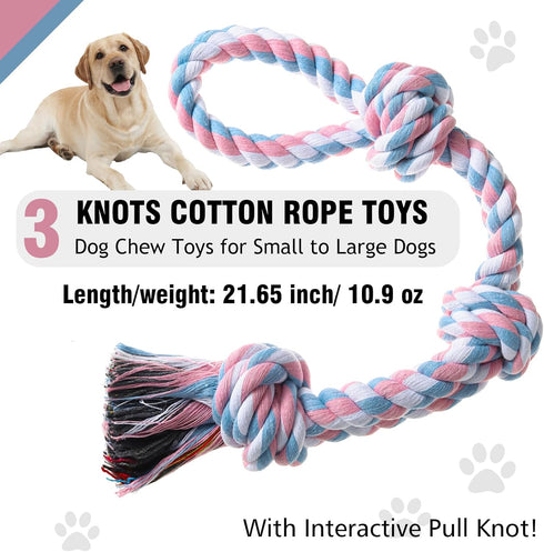 Dog Rope Toys Indestructible Dog Toys, Dog Chew Toys for Aggressive Chewers, Tough Puppy Teething Chew Toys for Boredom, Dental Cleaning Tug of Wa...