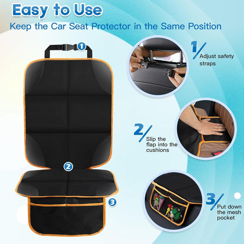 Car Seat Protector for Child Car Seat, 600D Fabric Carseat Seat Protectors, 1 Pack Seat Protector Under Baby Pet Car Seat with Non-Slip Backing, T...