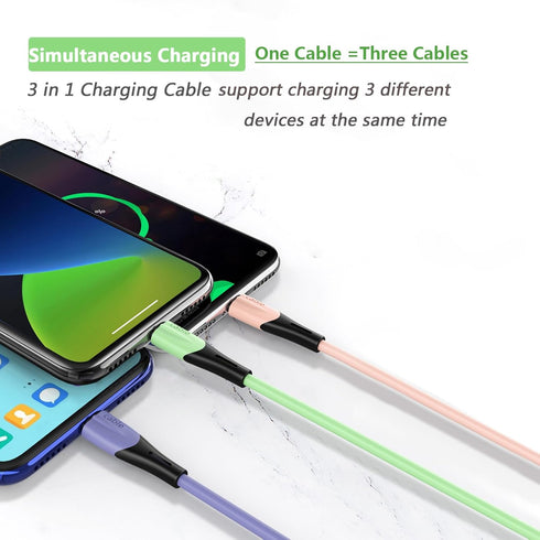 Multi Charging Cable 5FT, 2Pack 3 in 1 Multiple USB Charger Cable Universal Phone Charger Cord Adapter with IP/USB C/Micro USB Port, for Phone 15 ...
