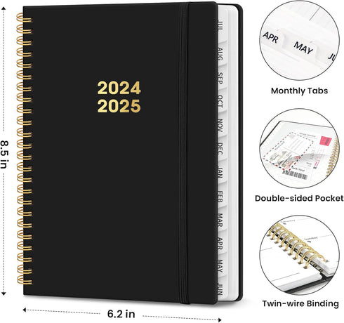 Academic Planner 2024-2025, Monthly and Weekly Calendar Planner (July 2024 - June 2025), Hardcover Teacher School Student Planner with Tabs, Ideal...