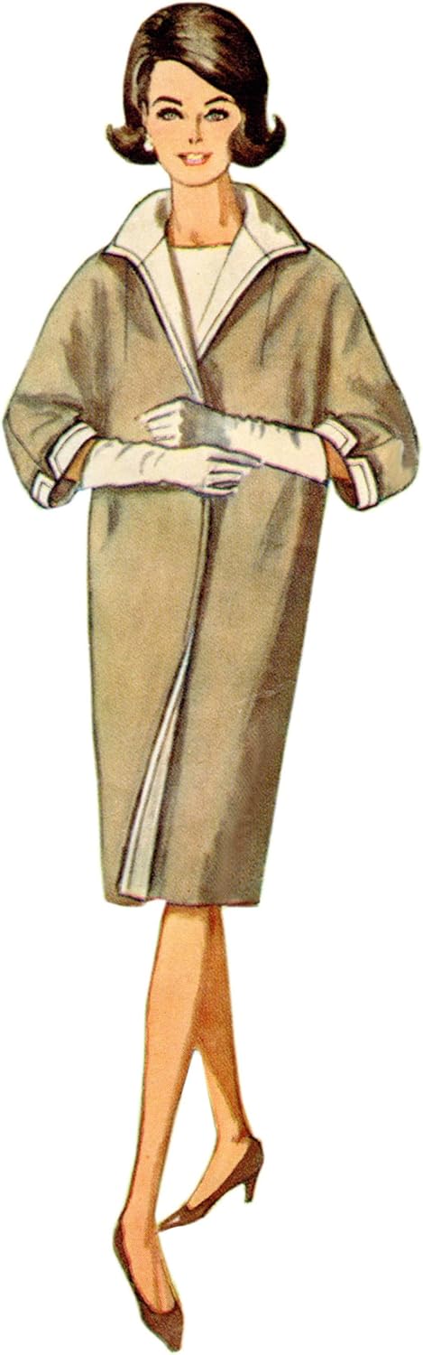 Simplicity Misses' Vintage 1960's Reversible Kimono Sleeve Coat Sewing Pattern Packet, Design Code S9883, Sizes 8-10-12-14-16...