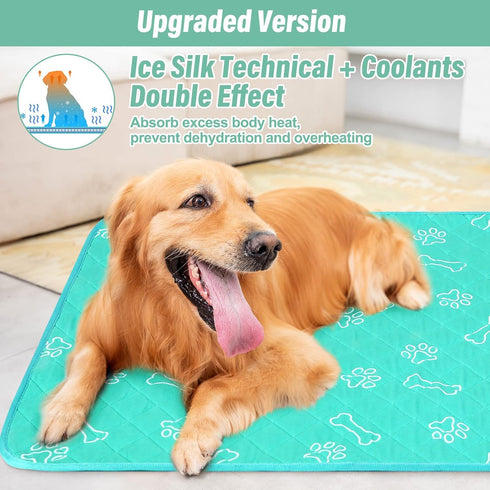 BEAUTYZOO Upgraded Dog Self Cooling Mat Ice Silk Chill Pads for Small Medium Large Dogs - Summer Reusable Pet Training Pad - Absorbent Non-Slip Co...