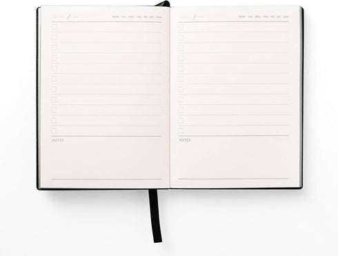Daily to Do Checklist Notebook, Task Management, Organizer Planner, Hardcover, Ribbon Bookmark, 5.8 x 8.3”, A5 size, 110 Sheets (Black)...