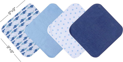 Viviland Baby Washcloths, Super Soft Baby Bath Towels for Newborn 24 Pack, Absorbent Face & Body Wash Cloth for Baby Boy, Whale Bro Pattern, 9 x 9...