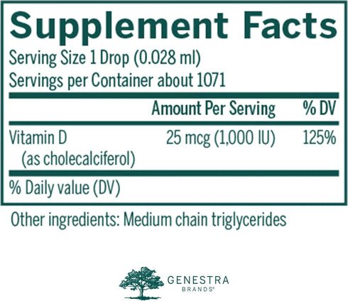 Genestra Brands D3 1000 Drops | Liquid Vitamin D Supplement | 1 fl. oz....