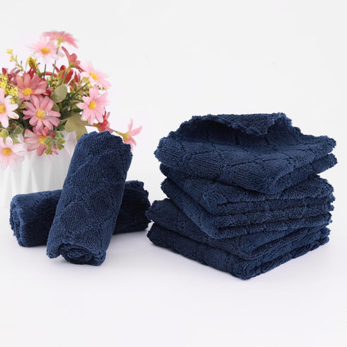 Homaxy 12 Pack Kitchen Dish Cloths (10 x 10 Inches, Navy Blue), Super Soft and Absorbent Coral Velvet Dish Towels, Nonstick Oil Fast Drying Microf...