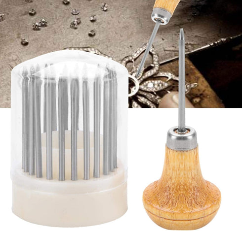 ZJchao Jewelry Making Supplies Kit,25Pc Handmade Setting Beading Grain Jewelry Tools, Professional Jewelry Setting Graver,Diamond Stone Beards Set...