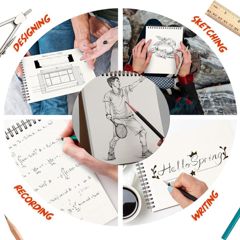 JOYISEN 2PCS Sketch Pad A5 160GSM Spiral Bound Sketchbooks for Drawing Kraft Cover 60 Pages/30 Sheets Watercolour Sketch Book for Adults Children ...