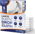6 Pack 12 x 9 ft Extra Large Painter’s Plastic Drop Cloth Painting Sheet-Light & Durable Dust Cover-Clear Plastic Sheet-Plastic Sheeting-Plastic C...