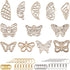 SUNNYCLUE 1 Box 24 Sets Butterfly Wing Earrings Making Kit Bohemian Wooden Wing Charm Butterfly Charms Unfinished Natural Wood Filigree Charms for...