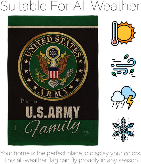Army Proudly Family Burlap Garden Flag - Armed Forces Rangers United State American Military Veteran Retire Official - House Decoration Banner Sma...