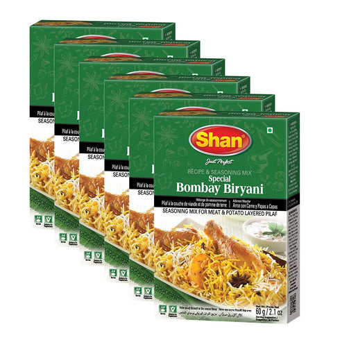 Shan Bombay Biryani Recipe and Seasoning Mix 2.11 oz (60g) - Spice Powder for Meat and Potato Layered Pilaf - Suitable for Vegetarians - Airtight ...