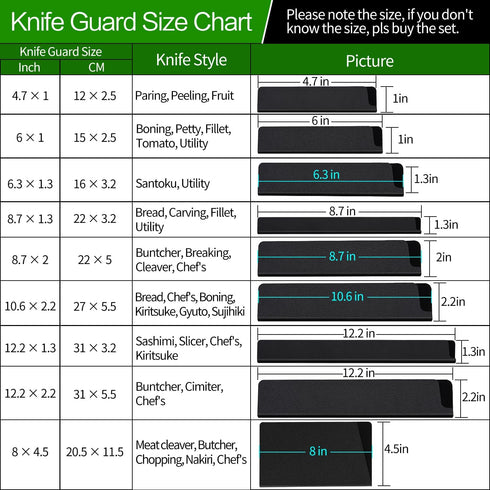 Knife Guards, 2/4/5/10/20pcs 4.7in - 12.2in Universal Knife Edge Guards, Non-BPA Knife Sheath, Waterproof Abrasion Resistant Felt Lined Knife Cove...