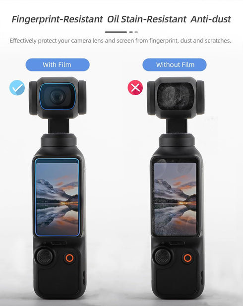 2 Lens Protector + 2 LCD Screen Protector for DJI Osmo Pocket 3, DJI Pocket 3 OP3 Tempered Glass Film Accessories,Full Screen Protection,DJI Pocke...