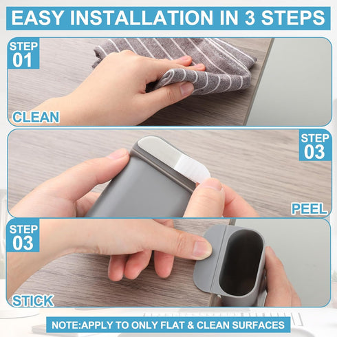 6 Pcs Screen Pen Pencil Holders Attachable Deskside Pen Holder Computer Monitor Desktop Pen Organizer with Self Adhesive Attacher for Office Suppl...
