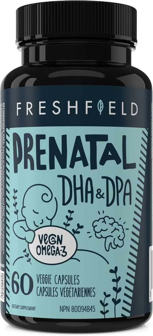 Freshfield Prenatal Omega 3 DHA Supplement: Fish Oil Replacement, Algae Oil, Vegan Friendly Supports Lactation & Brain Development. Mercury Free, ...