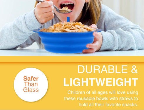 Arrow Home Products Sip-A-Bowl Set, 22oz, 6pk - BPA Free Straw Bowls for Kids To Sip Up Every Drop Without the Mess -Made in the USA, Great for Ce...
