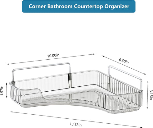 Corner Bathroom Countertop Organizer, 1 Tier Vanity Trays for Bathroom Counter, Makeup Organizer, Perfume Tray, Kitchen Spice Rack, Fits 90 Corner...