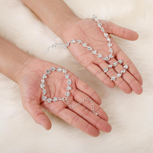3 Pcs Wedding Jewelry Sets for Brides Rhinestone Wedding Necklace Bracelet Dangle Earrings Bling Silver Crystal Jewelry for Women Rhinestone Prom ...