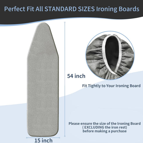 Ironing Board Cover and Pad 15× 54?, Standard Size with Resist Scorching and Staining, Heavy Duty Silicone Coated Ironing Board Cover with Thick P...
