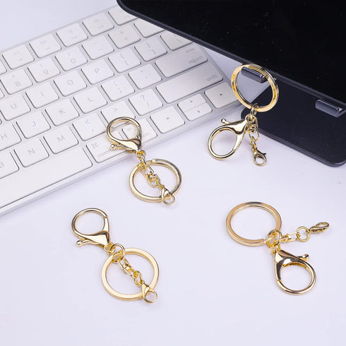 20sets Golden Lobster Claw Clasps Hook with Flat Split Keychain Ring with Swivel Trigger Clip with Little Lobster Clasp for DIY Craft Jewelry Maki...