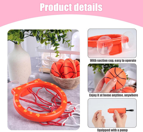 LovesTown 4PCS Bathtub Basketball Hoop, Suction Cup Basketball Hoop Bath Toys Shower Toys for Kids Mini Basketball for Toddlers Gift...
